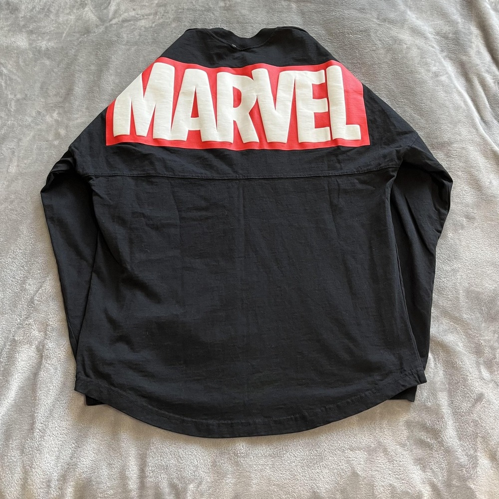 Marvel Shirt Mens Small Black Disney Spirit Jersey Long Sleeve Avengers Logos - Picture 3 of 13